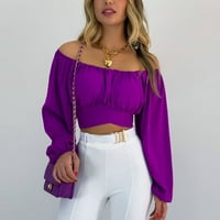 Radite vrhove teretane za žene Fall T-izrez Majica na listu Purple M