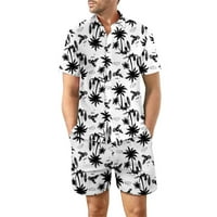 Muška havajska podudarna set Ljeto plaža Slim-Fit 2-komada plaža Outfit bijela veličina XL