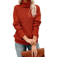 Aoochasliy Womens Dukseri pulover bluze u trendy Casual O-izrez Turtleneck Pulover čvrstog boja