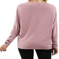 HANERDUN Ženska pulover bluza vrhovi ženski povremeni dugi rukavi majica ružičaste m