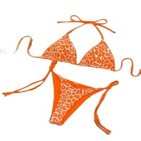 Ženski seksi leopard print halter narandžasti bikini setovi l