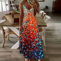 USMIXI Formalne haljine za žene Modni struk Swing Tunic Cami Dug Seundress za plažu V-izrez V-izrez