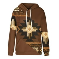 Aboser Womens Aztec Hoodie Vintage Etničko stil Dukseri Western Geometrijski print vrhovi pulover sa kapuljačom s dugim rukavima