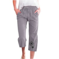 Ženske joge hlače široke noge za crtanje nogu labavi džepovi Lounge Pajama obrezane dukseve sa džepovima