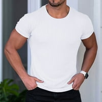 Thirts majice za muškarce Ljetna vertikalna pruga pune boje okrugli vrat Stretch Fitness Fitness Trčanje