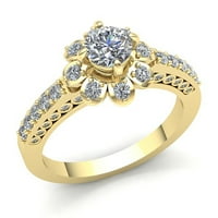 Originalni 0,75ct okrugli rez Diamond Dame Flower Solitaire Godišnji angažman prsten od 18k ruža, bijelo ili žuto zlato H si2