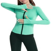 Jusddie dame Workout Top dugih rukava Soft joga majice Solid Boja jakna za trčanje puni zip sportovi