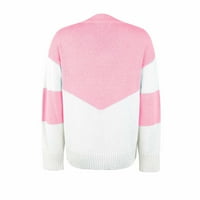 PBNBP Womens džemper u boji Blok pleteni V izrez dugih rukava pulover bluze labavi ugradnju Jumper vrhovi