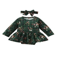 Arvbitana Baby Girl Roman Outfits, plašten cvjetni dugi rukav okrugli vrat Jedna haljina bodičarska traka za glavu