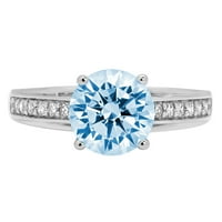 2.21ct okrugli rez plavi simulirani dijamant 18k Bijelo zlato Graviranje Izjava bridalne godišnjice