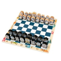 Drvena djeca crtani šah set trodimenzionalni igrački šah sa šahovom chetwer tablica crtana verzija šaha