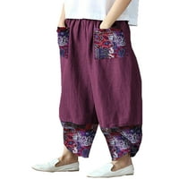 Baggy hlače za žene u boji blok širokih pantalona Ležerne prilike labavih palazza hlača