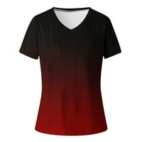 Zunfeo T majice za žene - pulover v izrez kratki rukav tiskani jednostavni udobni karijski top majica