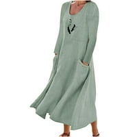 Zunfeo haljine za žene - labav fit udobnost pamučne posteljine sa džepovima A-line haljina nova dolaska