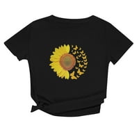 Ženske majice Ženski casual labav okrugli vrat kratki rukav suncokret za sunčanje Torp bluza Majica