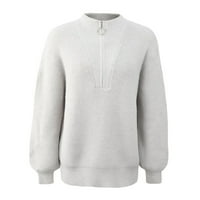 Kpoplk džemperi za žene V izrez casual dugih rukava Trendy Jesen odjeća Pulover sive, m