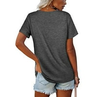 Ženske bluze i vrhovi Dreske casual kratkih rukava V-izrez Slana majica bluza Spring Grey XXL