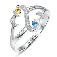 Ženski personalizirani sterlizni srebrni prstenovi za žene prilagođene obećavajuća zaručničke imena prstenovi sa simuliranim rodnim kamenim spomenicima