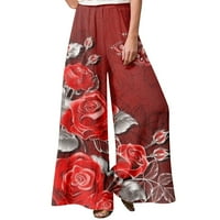 Strugten ženske modne cvjetne ispise Ležerne prilike labave ulične hlače za ravno