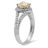 1. CT Sjajno srce Clear Simulirani dijamant 18k bijeli zlatni halo pasijans sa Accenting prstenom SZ