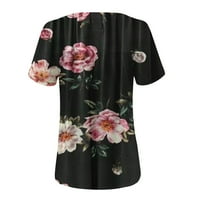 SOIGHEXZC košulje za žene Trendy Ljeto Lagano labavo Bohemian Floral Top kratkih rukava majica Casual BluZA V majica