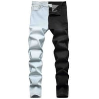 Farstey casual pantalone za muškarce džepove Boja blok patchwork na otvorenom na otvorenom sa dugmetom sa patentnim zatvaračem Slim Comfy sportske pantalone