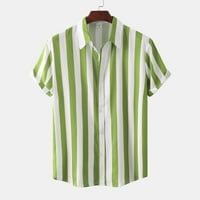 Muška majica Muška ljeta Nova labava tiska s kratkim rukavima Majica Cardigan Shirt Green 3xl