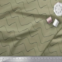 Soimoi Green Rayon Crepe tkaninski umjetnički valovi apstraktna ispis tkanina sa širokim dvorištem