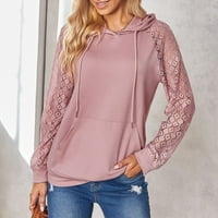 Ženski vrhovi ženske bluze s dugim rukavima labave košulje od solidne boje ljetne ružičaste m