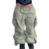 Ženske duge pantalone Pudcoco, Multi-džepovi od solidne boje