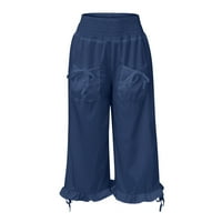 Ženske casual kapri hlače sa Easthic strukom Tiete-dye prskati tisak za tisak utrošene hlače u širokim