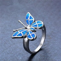 FCFome Dekorativni dolični ženski poklon elegantni rhinestone leptiri nakit za prsten nakit-blueus 8