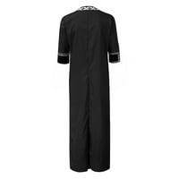 Ženska haljina V-izrez s kratkim rukavom dugačka suknja sa bočnim prorezima XL Retro dugačka suknja, crna, xxxxxl