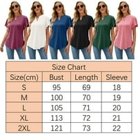 Askfv ženski vrhovi V-izrez majica s kratkim rukavima tunik bluza s-xxl