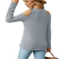 Nizieer Women Hladna ramena majica dugih rukava pada pulover obične čvrste boje na vrhu casual labavog