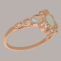 Britanska izrađena Classic 10k ružičarski zlatni prirodni Opal i kubični zirkonijski ženski prsten -