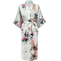 Aoochasliy Sleepwear za ženske čišćenje Žene Kupaonice Paunok Kimono duga haljina haljina haljina haljina