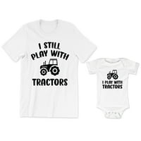 Igrajte se s traktorima Muška majica Funny Podudaranje Grafički tee Igram sa traktorima Dječja dječja