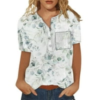 Bluze za žensko dugme dolje modni casual vintage print majica kratkih rukava 4xl