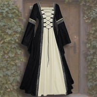 Lolmot Žene Ležerne prilike za Halloween s dugim rukavima Solidna gotska Cosplay haljina Srednjovjekovna