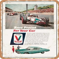 Metalni znak - utrka je dokazana za vaše automobilsko motorno ulje Vintage ad - Vintage Rusty Look