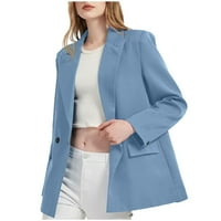 Ženski blejler casual otvorenog prednje modne radne kancelarije Blazers za žensko odijelo odijelo kaput jakna plava m