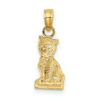 Carat u Karatsu 10k žuto zlato mini sjedenje mačiće Privjesak šarm sa 14k žutom zlatnom laganom konopskom ogrlicu 18 ''