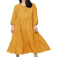 Glookwis dame obične haljine seksi haljina ruffle laice čipka udružene haljine za posade žuto 4xl