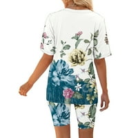 Dvije odijelo za žene ljetni vikend Loungewear Sets Prevelizirani TEE i biciklistička kratka set cvjetnog