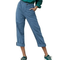 Cikeobv široke pantalone za noge za žene Ženske pamučne hlače navlake natrag elastične strugove hlače