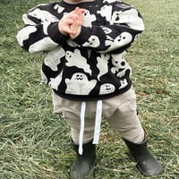 Toddler Baby Boys Halloween Outfits Ghost Ispis dugih rukava Duks pulover i hlače padajuće set za odjeću