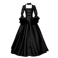 IOPQO Ljetna haljina žena Vintage Retro Gotic Dugi rukav haljina s dugim haljinama dugih rukava mini