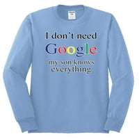 Ne trebaju Google moj sin zna sve što muška majica dugih rukava, svijetloplava, 2xl